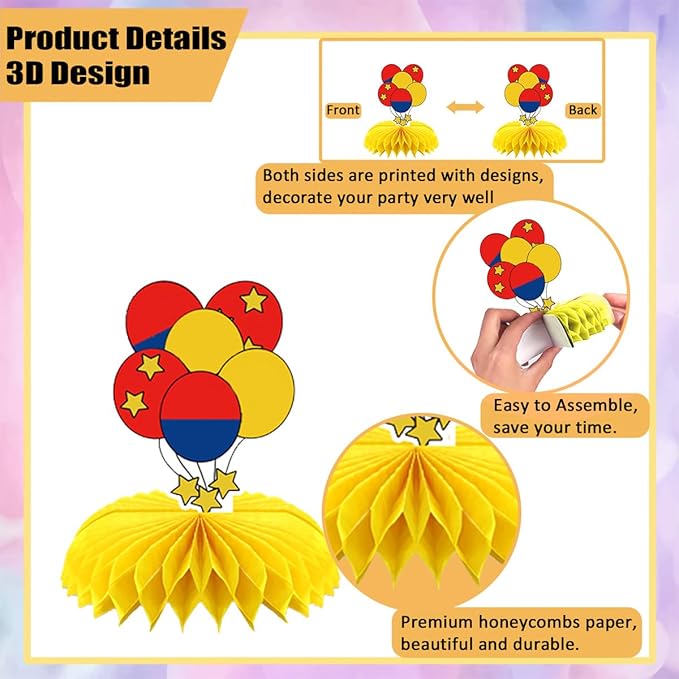 8Pcs Super Brother Birthday Party Supplies,Super Brother Honeycomb Centerpieces,Super Brother Theme 3D Table Decorations