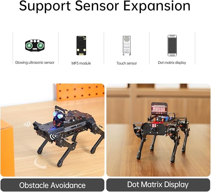 PuppyPi ROS2 Robot Dog with ChatGPT Large AI Models AI Embodied Intelligence Robotic Dog Vision Scene Voice Command Understanding Bionic Quadruped ROS Education Robot, Advance & RaspberryPi5 4GB