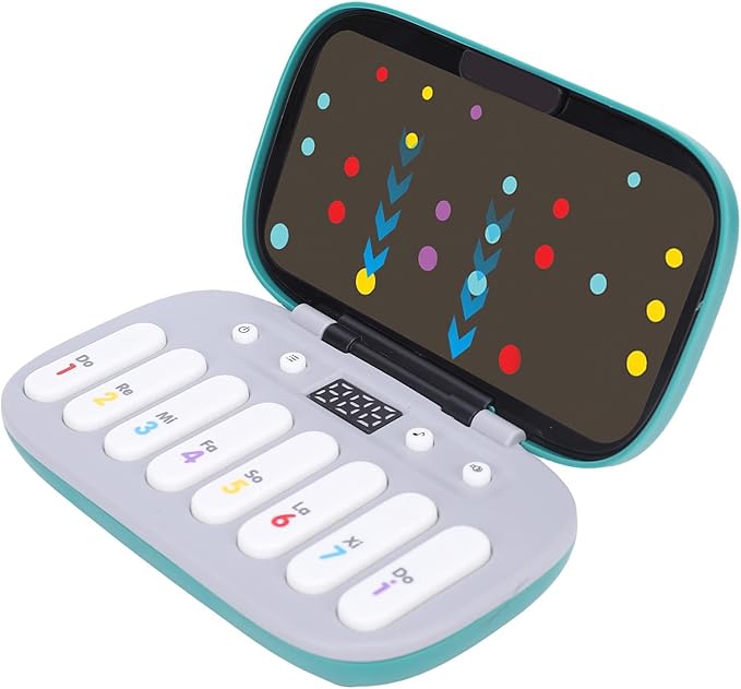 Music Rhythm Game Machine, Battery Operated 6 Levels Electronic Reaction Button Game, Handheld Puzzle with Music and Light for Children 3 to 16 Years Old (Green)