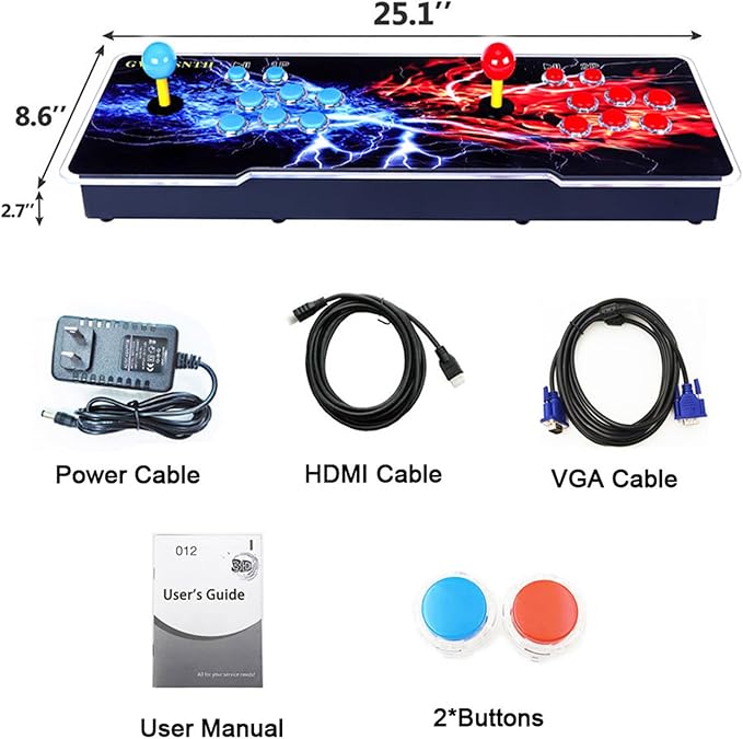 GWALSNTH 32000 in 1 Pandora Box Arcade Games Console, Plug and Play Video Game,1280X720 Display, 3D Games, Search/Save/Hide/ Pause,1-4 Players
