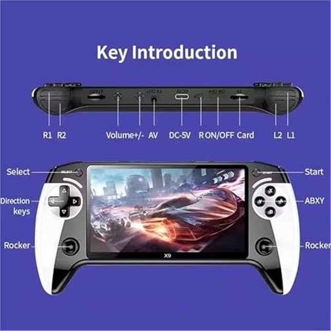 Portable Retro Game Console X9 Handheld Game Console, 5.5 Inch HD IPS Screen, 20000+ Built-in Games, 10+ Emulators, Supports TV Output & Gamepad, 5-Hour Battery Life(2 PCS)
