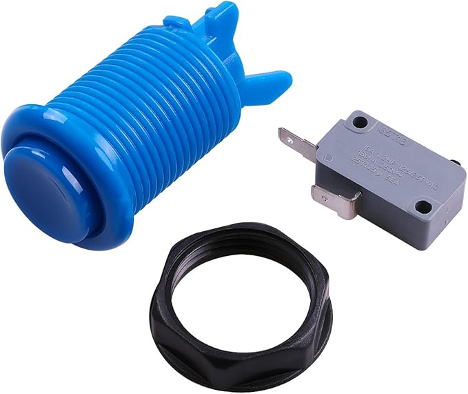 6 Piece HAPP Type Standard Arcade Push Button with Microswitch for Mame/Jamma/Arcade Video Games - 30MM Arcade Buttons (Blue)