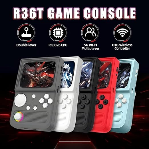 Donop R36T Retro Gaming Console,3.5 Inch IPS Screen,Handheld Game Console with 18000+ Classic Games Supports WiFi Networked Fighting and OTG, 3500mAh Battery, with Portable Case
