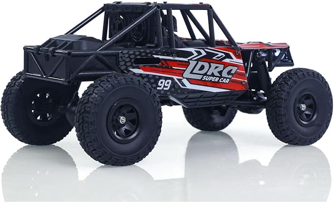 LDRC Ld18499 1/18 2.4G RC Climbing Car 4 * 4 Remote Control Vehicle 280 Brushed Motor Esc Ready to Go Battery Servo USB Charge Hobby Grade Model for Adult Hobby(Red)