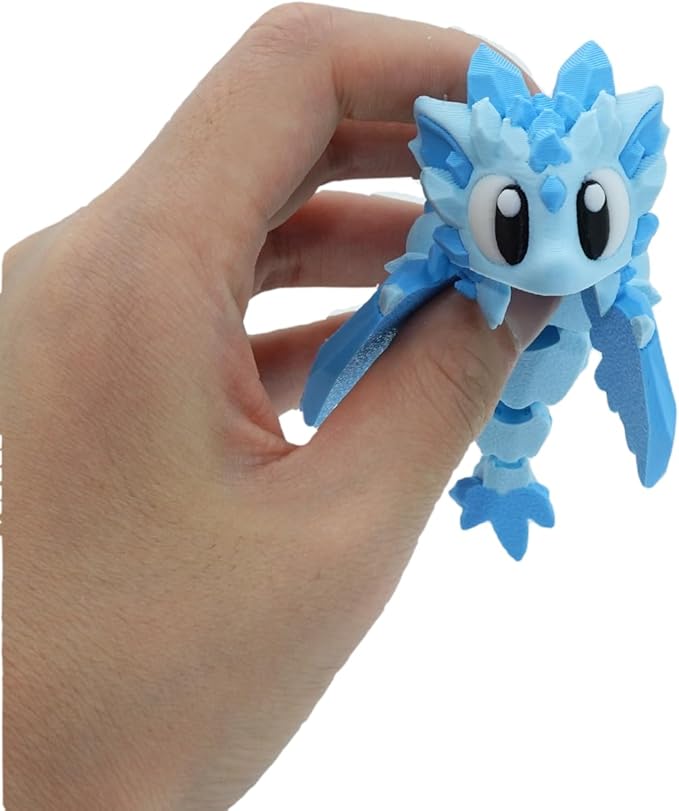 3D Printed Crystal in Egg – Articulated Ice Dragon Figure with Detailed Eggshell – Fantasy Collectible (Blue 1 Dragon and 1 Egg)