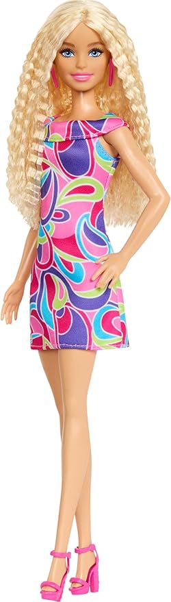Barbie Fashionistas Doll #223 with Blonde Wavy Hair, Totally Hair-Inspired Dress & Accessories, 65th Anniversary Collectible Toy