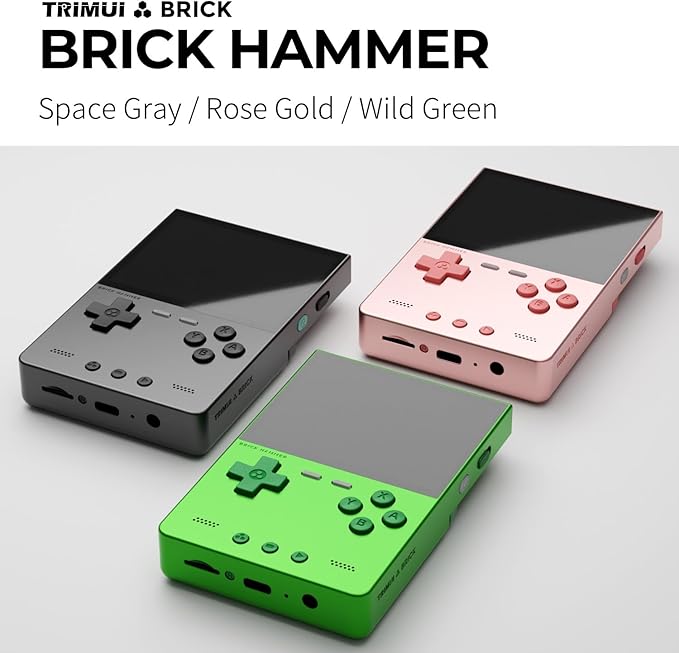 Trimui Brick Hammer Metal Body Handheld Game Console Retro Gaming Handheld 3000mah Battery Allwinner A133p 3.2" IPS RGB Lighting Vibration Green-64G