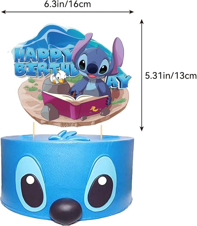25Pcs Sti-tch Party Decorations, Sti-tch Birthday Party Cake Topper Cupcake Toppers Decoration for Sti-tch Theme Party Favors Supplies for Kids Baby Shower Decor