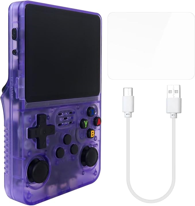 New Upgraded R36S Retro Handheld Video Game Console Linux System 3.5 Inch IPS Screen Portable Pocket Video Player 128GB Games, 21 Emulator (Purple)
