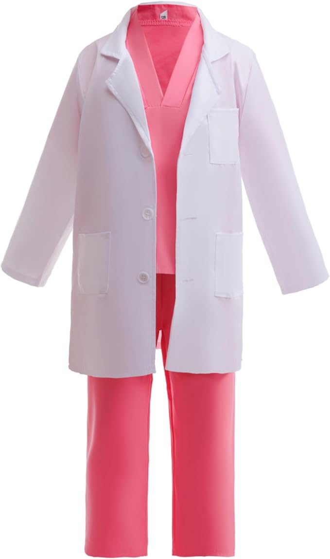 BanKids Doctor Costume for Kids Career Day Pretend Playset Doctor Role Play Stethoscope Lab Coat Kids Halloween Costume