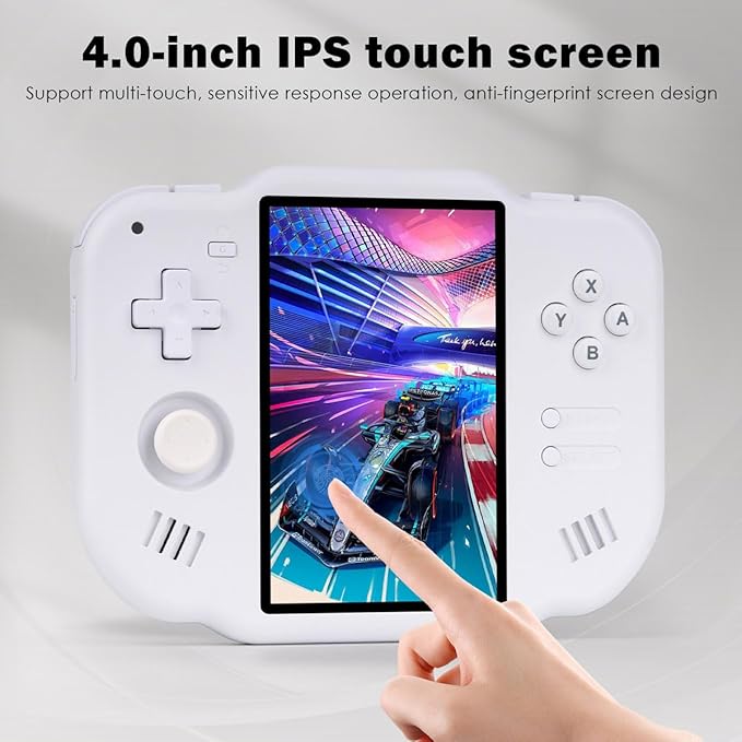 MagicX Zero 40 Handheld Game Console, 4.0 Inch IPS Screen Retro Video Games Consoles with 4300mAh Long Battery Life & 64GB TF Card Preloaded Games, WiFi Wireless Connection Classic System (White)
