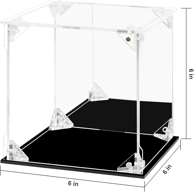 Acrylic Display Case Clear Action Figure Display Case with Mirrored Back, Dustproof Protection Display Box Alternative Glass Case for Collectibles Figures Models Doll Toys (6x6x6 inch; 15x15x15cm)