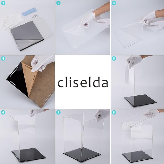 Cliselda Large Acrylic Display Case 10x10x16 inch for Collectibles, Sturdy Clear Acrylic Display Box Trophy Case Countertop Box , Assemble Dustproof Protection Showcase for Models Figures Doll
