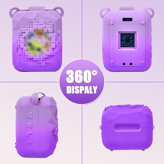 Silicone Cover Case Compatible with Bitzee Magicals Interactive Toy Digital Pet, Protective Sleeve Skin with Detachable Shoulder Strap for Bitzee Virtual Electronic Pets & Accessories(Bag Only)-Purple