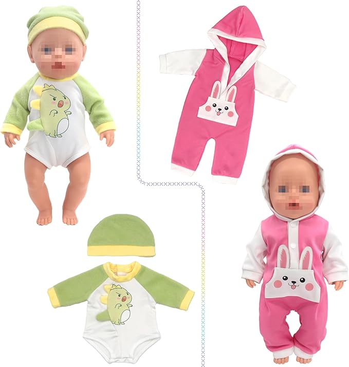 SOTOGO 5 Sets Doll Clothes Outfits Jumpsuits for 14 to 16 Inch New Born Dolls, American 18 Inch Dolls Clothes and Accessories