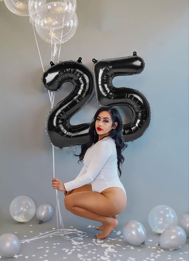 40 Inch Black Number Balloon 0-9(Zero-Nine), Big Size Happy Birthday Balloon, Foil Helium Big Number Balloon for Birthday Celebration Decorations Graduations Anniversary Photo Shoot