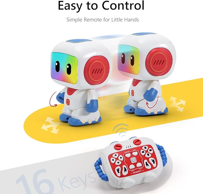 GILOBABY Programmable RC Robot Toy for Boys, Rechargeable STEM Astronaut w/LED Face, Voice Recording, Dancing, Remote Jetpack, Gift for 4 5 6 7 8 Year Old Kids (Blue-r)