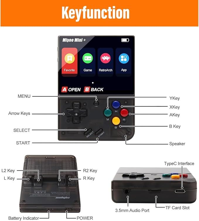 Miyoo Mini Plus 128G Retro Game Console, 3.5" HD Screen Portable Handheld Gaming System, Long Battery Life, Multi-Emulator Support for Classic Retro Games (Purple 128G)