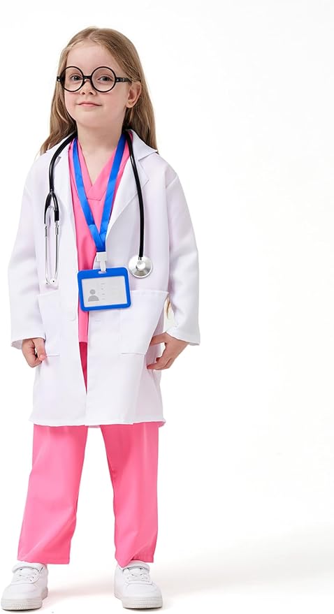 MGparty Doctor Costumes for Kids Halloween Cosplay Dress Up Accessories for Boys Girls Ages 3-10