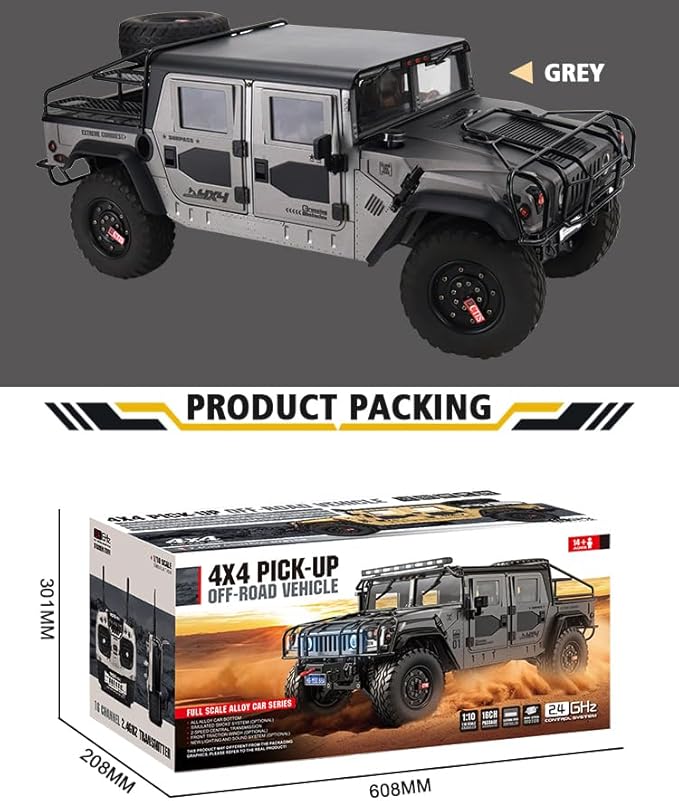 HG 4x4 P415A RC Off-Road Vehicles for 1/10 Pick-up Remote Control Cars Motor Servo ESC Hobby Grade Model(Grey)