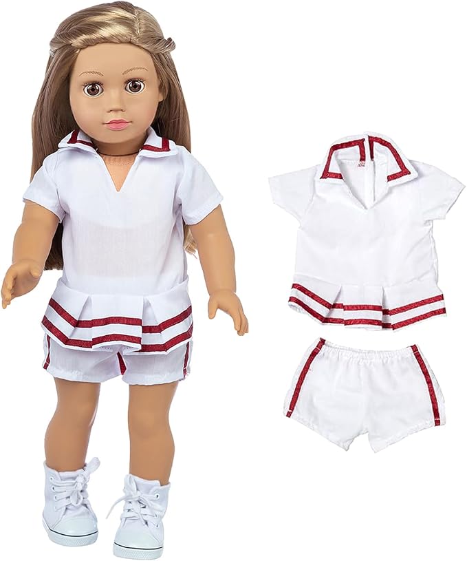 22 Pcs American 18 inch Doll Clothes Gifts and Accessories, Fit 18 inch Doll - Including 10 Sets of Various Styles Doll Clothes, Hair Clips and Sunglasses Handbags