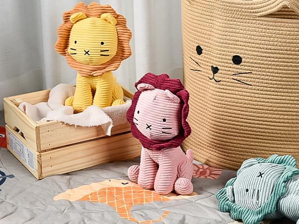 Lion Plush Corduroy (Pink) 11" Stuffed Animal for Baby, Toddler, Kids, Adults - Lion Corduroy Toy-Adorable Toy Made from Kid-Friendly, Quality Material