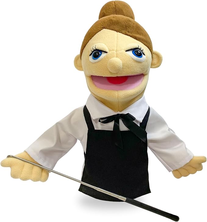 16" Puppets Entriloquist Puppet,Hand Puppets for Kids Plush Waiter Puppets for Adults with Removable Mouth Pupp et for Kids Ages 4-8，Hand Puppe t for Adults with Scalable Puppet Control Rod