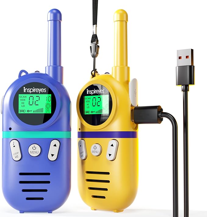 Walkie Talkies for Kids Rechargeable,Toys for Boys and Girls Ages 3-12, 2 Pack Long Range 2-Way Radios, Birthday Gifts,Christmas Stockings, Outdoor Play, Family Games, Hiking Camping Gear