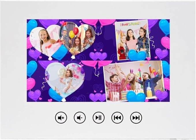 Custom Video Birthday Card for Little Girl – Personalized Slideshow Gift from Photos – 7” LCD Display, 512MB Memory, Rechargeable Battery
