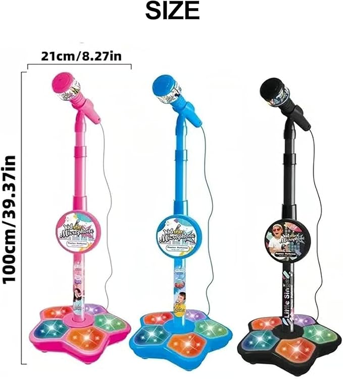 2026 New The All in One Microphone Toy, Star Microphone with Stand, Adjustable Height Kids Karaoke Microphones with Music&Light, Gift for Christmas and Birthday Girls and Boys (Pink)