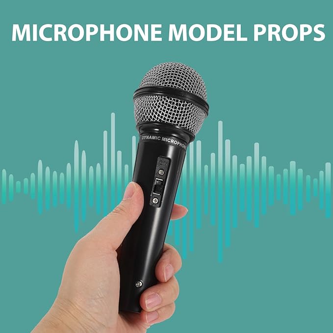 TOYANDONA Fake Microphone Prop for Kids - 2pcs Plastic Microphone 6. 4" Pretend Play Mic Toy for Reporter Interview, Karaoke Stage Performance, Halloween Christmas Party Costume Favors