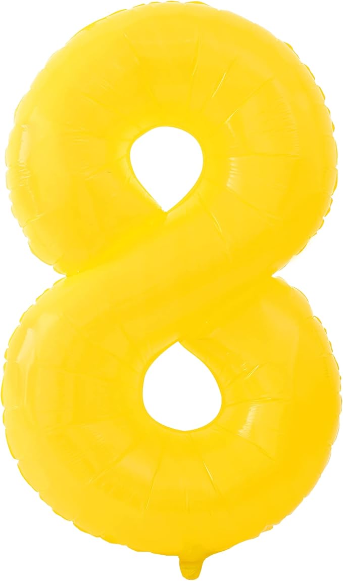 KatchOn, Yellow Number 8 Balloon - Huge, 40 Inch | 8 Balloon for 8th Birthday Decorations | 8 number balloons, 8th Anniversary, Yellow Birthday Party