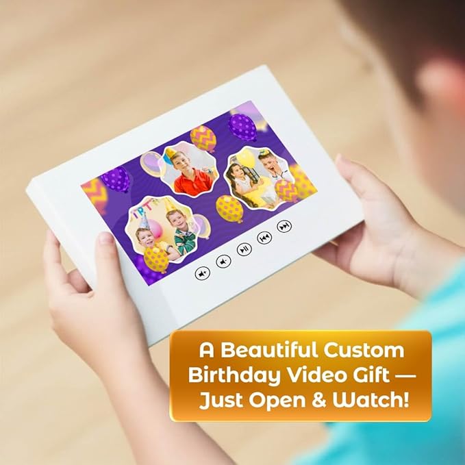 Personalized Slideshow Video Card for Boys – Birthday Gift with Uploaded Photos – Digital Greeting with Music – 7” Display, 256MB Memory, Fast USB Charging