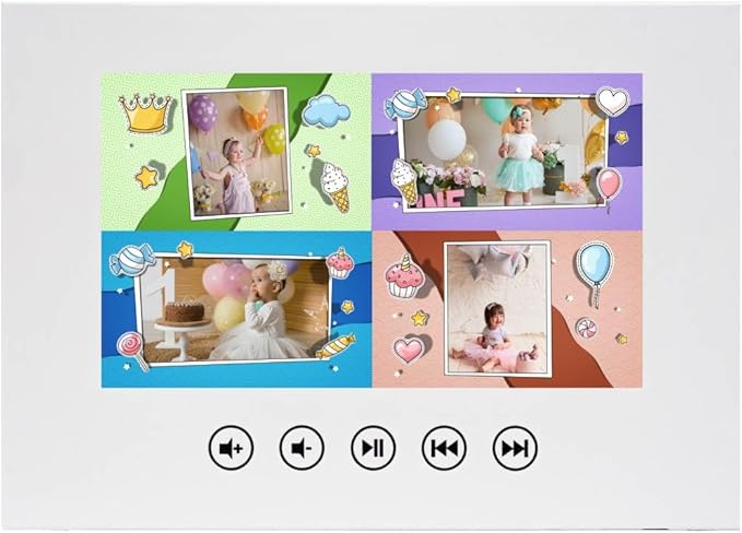 Personalized Baby Birthday Video Greeting Card – Custom Photo Animation Gift – Sweet Keepsake for Little Ones – 7” LCD Screen, 256MB Storage, Rechargeable Battery, Full-Color Playback