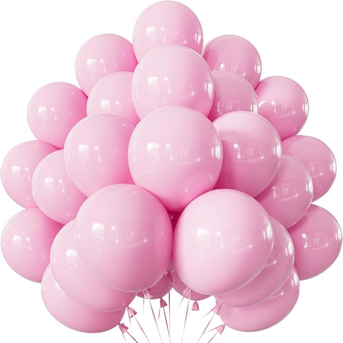 Light Pink Balloons Latex Balloons - 12 Inch Pastel Baby Pale Pink Latex Balloon, Bright Party Balloon with Ribbons for Baby Shower Gender Reveal Birthday Wedding Party Decorations, 50 Pcs