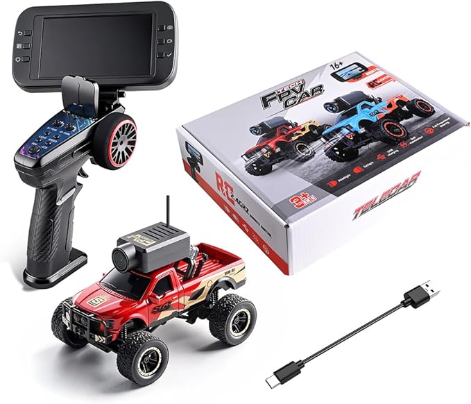 WL 1/64 Scale APP Auto-Pairing Full-Proportional FPV Mini RC Truck Model with Camera (Remote Controller Included/RTR)