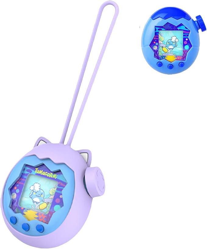 for Tamagotchi Paradise Silicone Case–Soft Protective Cover with Lanyard,Shockproof Dustproof Shell for Tamagotchi Electronic Pet Toy[Purple]