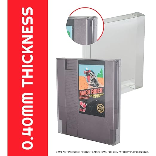 Video Game NES Classic Cartridge Protector Compatible with Nintendo NES Games Cart - 0.40MM PET Video Games Protector Compatible with Duck Hunt, Adventure Island, Mega Man, Punch Out (Pack of 25)
