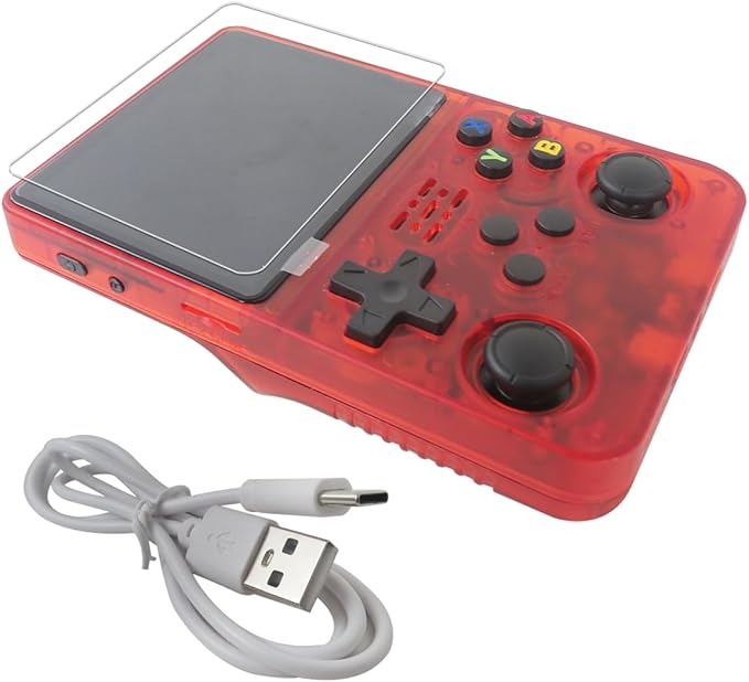 New Version Red R36S Retro Handheld Video Game Console Linux System 3.5 Inch IPS Screen, 128G , 15,000+ Classic Games for Gift