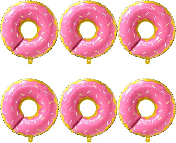 Pink Donut Shaped Balloons Dessert Food Food Cake Sweet Candy Decoration, 6 Pack Sprinkle Donut Balloons Sweetmeat Doughnut Time Party Supplies For Grow Up Party Supplies Baby Shower Wedding Christmas