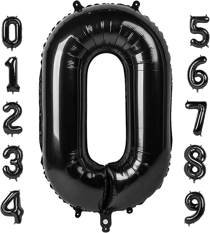 Number 0 Balloons 40 Inch Black Number Balloons for 10 20 30 40 50 60 70 80 90 100 Numbers Balloon Birthday Decorations Wedding Event Baby Shower