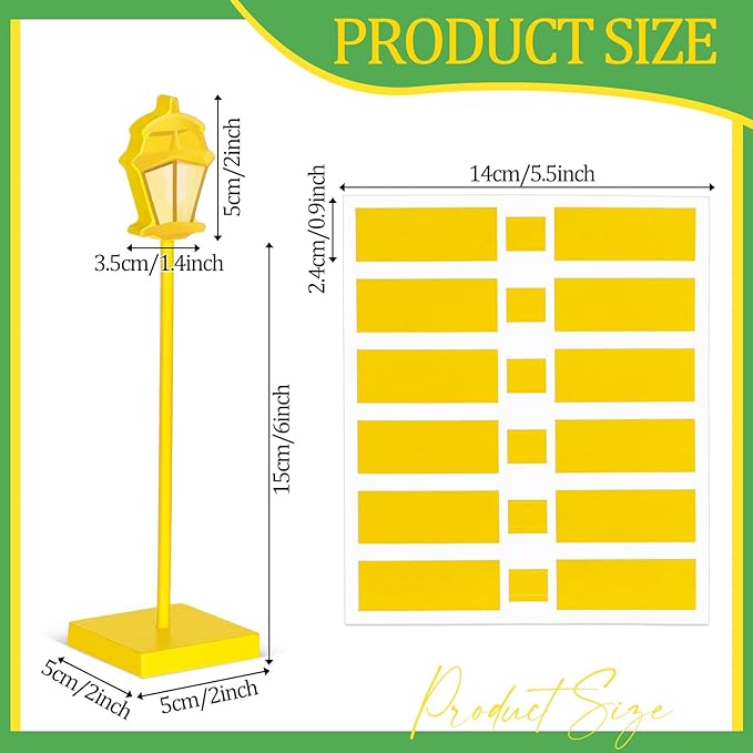 6 Pcs Street Sign Lamp Post Centerpiece Wooden Lamp Post with Street Party Sign Sticker for Toy Decor Friend Birthday Party Supplies Decoration(Yellow)