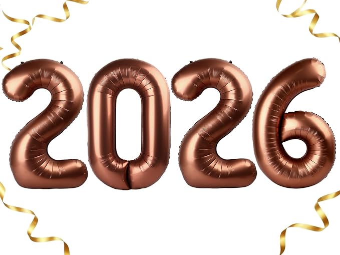 Coffee Brown 2026 Number Balloon, 40 Inch 2026 Balloons, New Years Eve Decorations, Coffee Brown Balloons Graduation Balloons, Mylar Balloon Party Supplies 2026