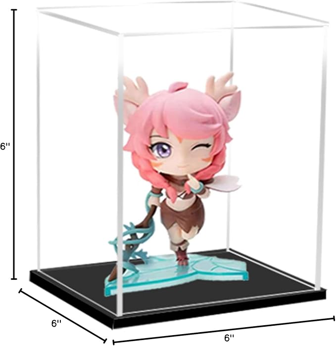 Clear Acrylic Display Case Box ，Versatile Collectibles Display Dustproof Showcase with Thickening Base，for Display Action Figures Home Storage Organizing Toys (6x6x6inch/15x15x15cm)