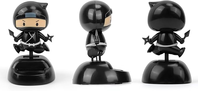 YGMONER Solar Powered Ninja Bobblehead Car Dashboard Ornaments Eco-Friendly Vibrant Car Decor Accessories for Office & Vehicle