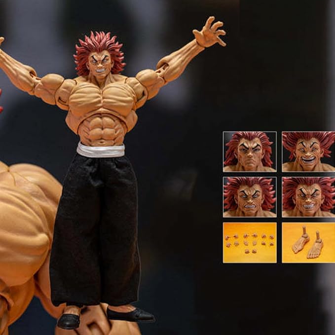 2pcs Hanma Yujiro Action Figure Movable Joints Figures Muscular Man Anime Figurine Hanma Figure Model Desktop Collectibles Gift