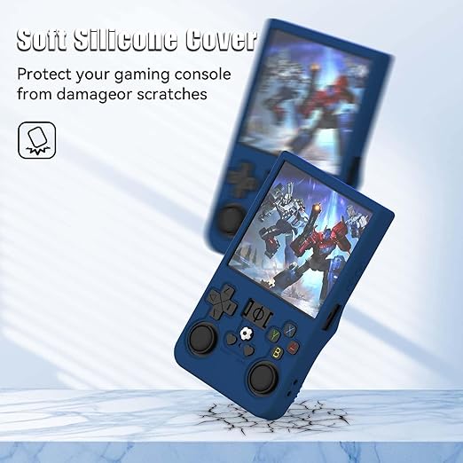 FIOPAZ for R36MAX Silicone Protective Case, Soft Skin for R36 MAX Retro Handheld Game Console Accessories, Anti-Scratch Washable Only for R 36 MAX Sleeve with Lanyard (Blue)