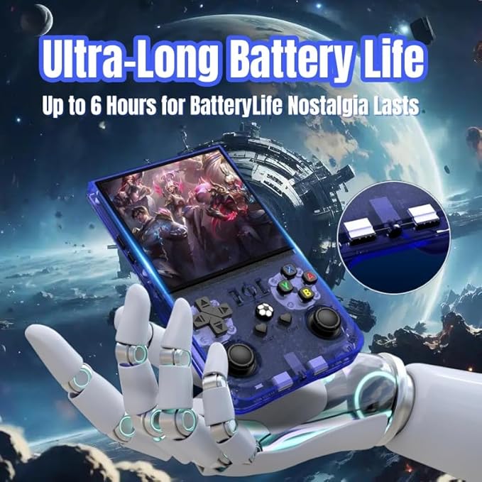2025 New Upgrade R36MAX Retro Handheld Game Console , 4.0 Inch IPS Video Gaming Console with 64GB TF Card Over 20000+ Pre-Installed Retro Games, 4000mAh Battery (Blue)