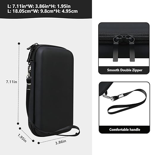 Supmay Carrying Case for GAMPLAE Handheld Game for Kids, 258 Retro Video Games Portable Gaming Player Storage Holder Travel Bag with Mesh Pocket for 3 Game Cards, Earphone,USB Cable, Black