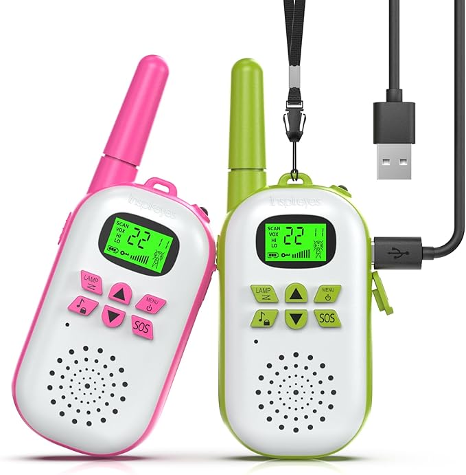 Walkie Talkies for Kids Rechargeable,Toys for Boys and Girls Ages 3-12, 2 Pack Long Range 2-Way Radios, Birthday Gifts,Christmas Stockings, Outdoor Play, Family Games, Hiking Camping Gear